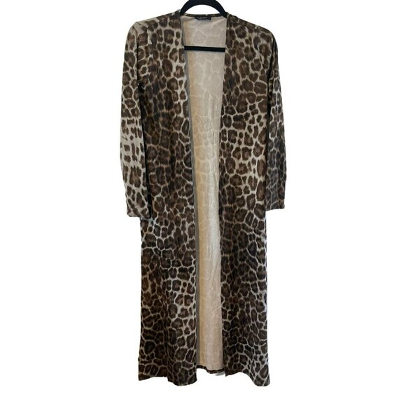 NWOT Triple Seven Animal Print Long Line S Cardigan Lightweight soft stretch - Picture 1 of 5